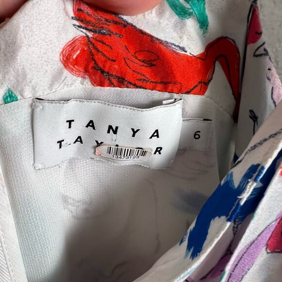Tanya Taylor Tiegan Flamingo Print Silk Short Sleeve Midi Dress Size 6 - Picture 12 of 13